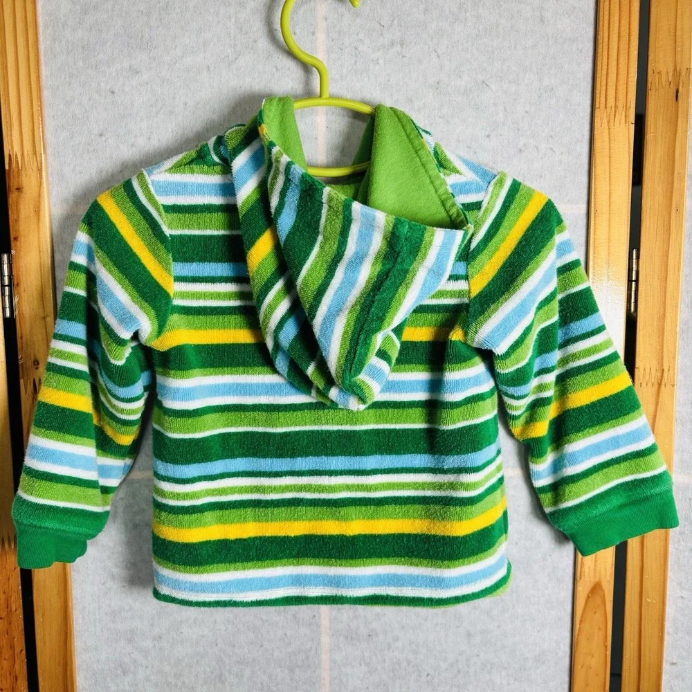 OshKosh Baby Terry Striped Fleece Jacket Jumper Light Green‎ Size XXL 12-18M